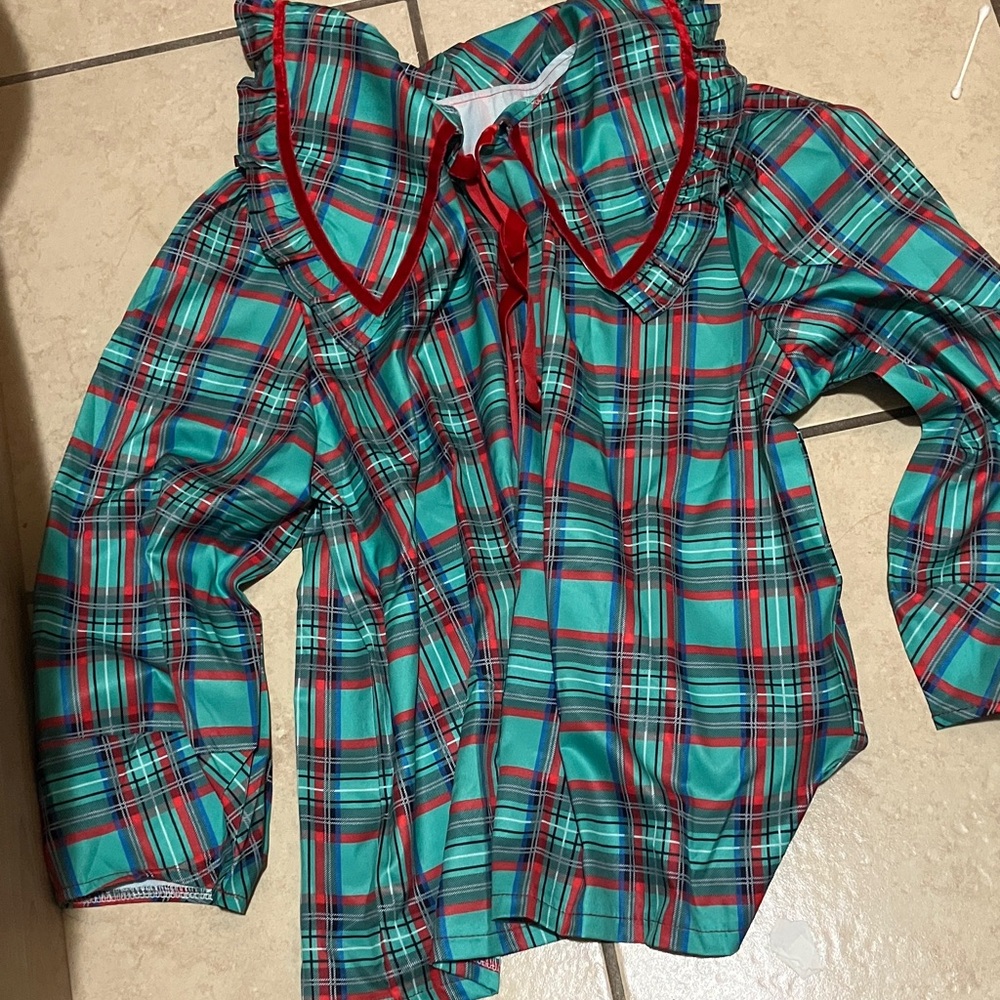 Plaid Kids Shirt with Ruffled Collar